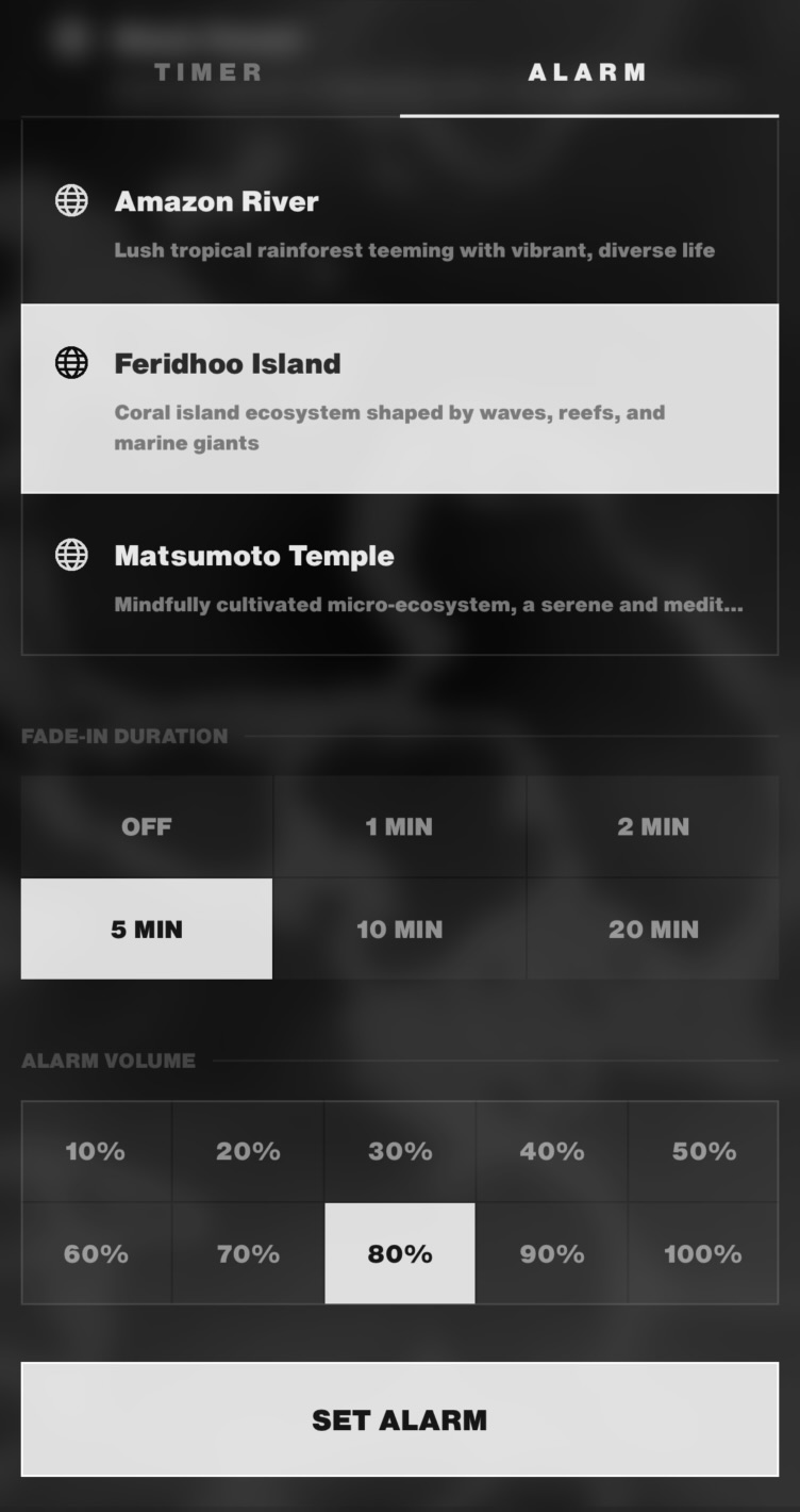 Alarm — choose a soundscape