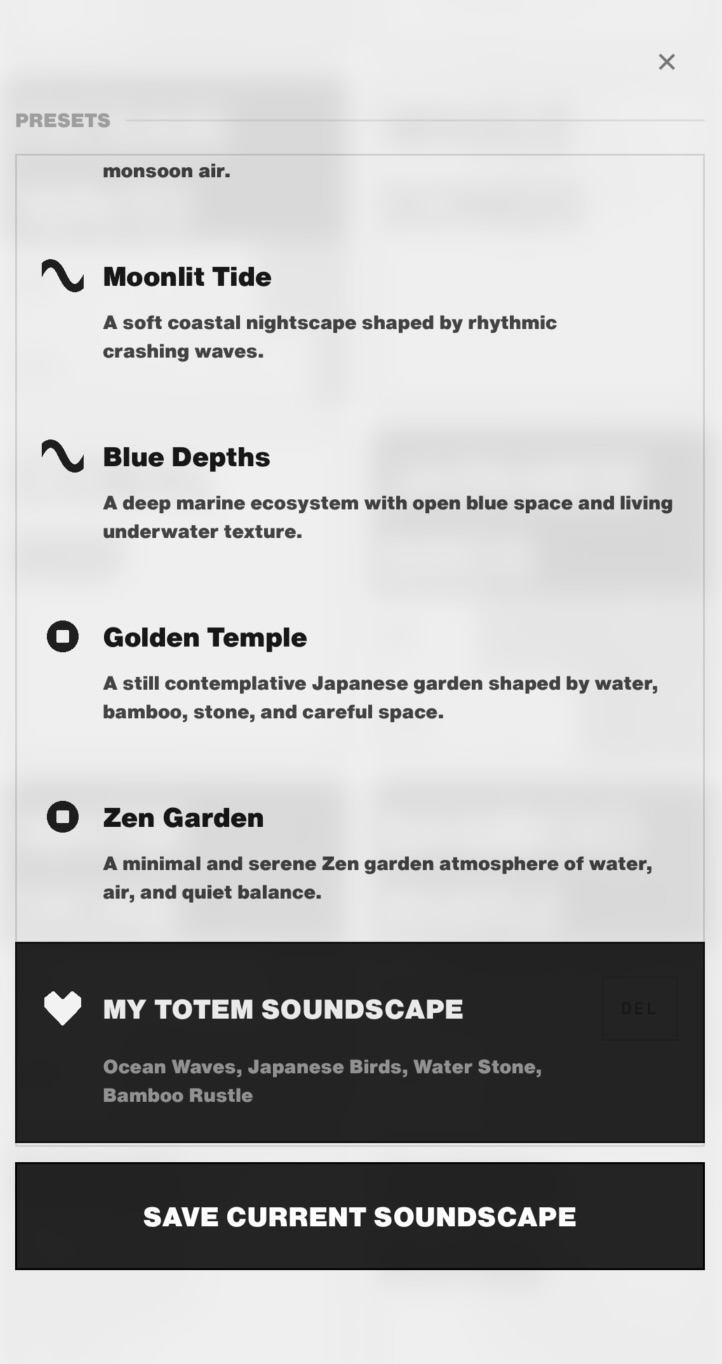Saved soundscape in the library